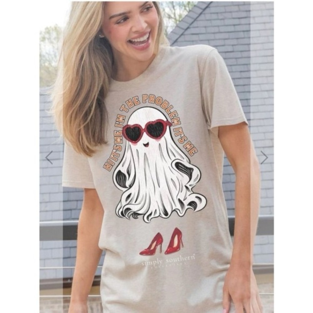 New Girls SIMPLY SOUTHERN PROBLEM GHOST FALL‎ T-SHIRT youth medium 10/12 $25